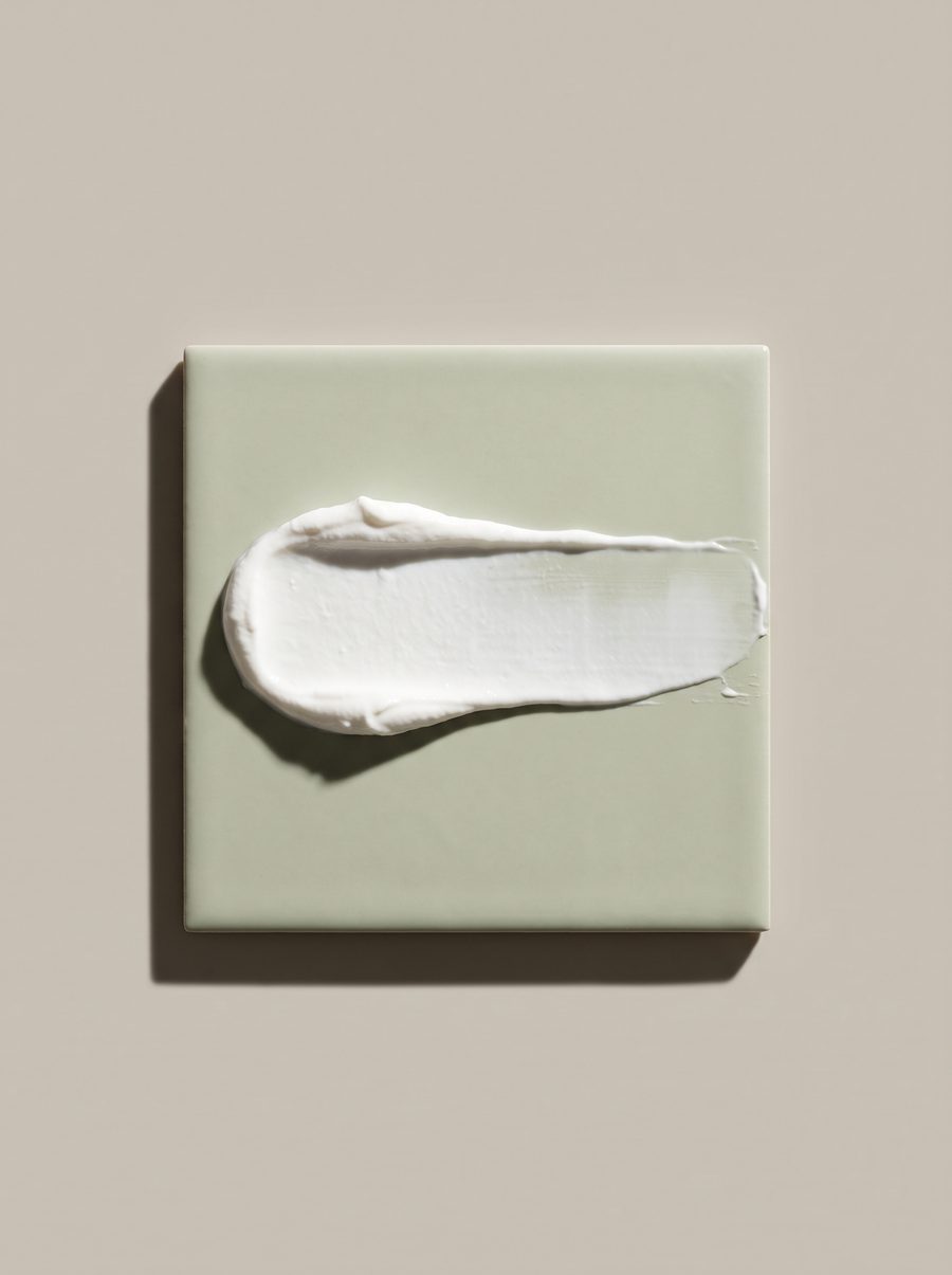 A stripe of mineral sunscreen half blended