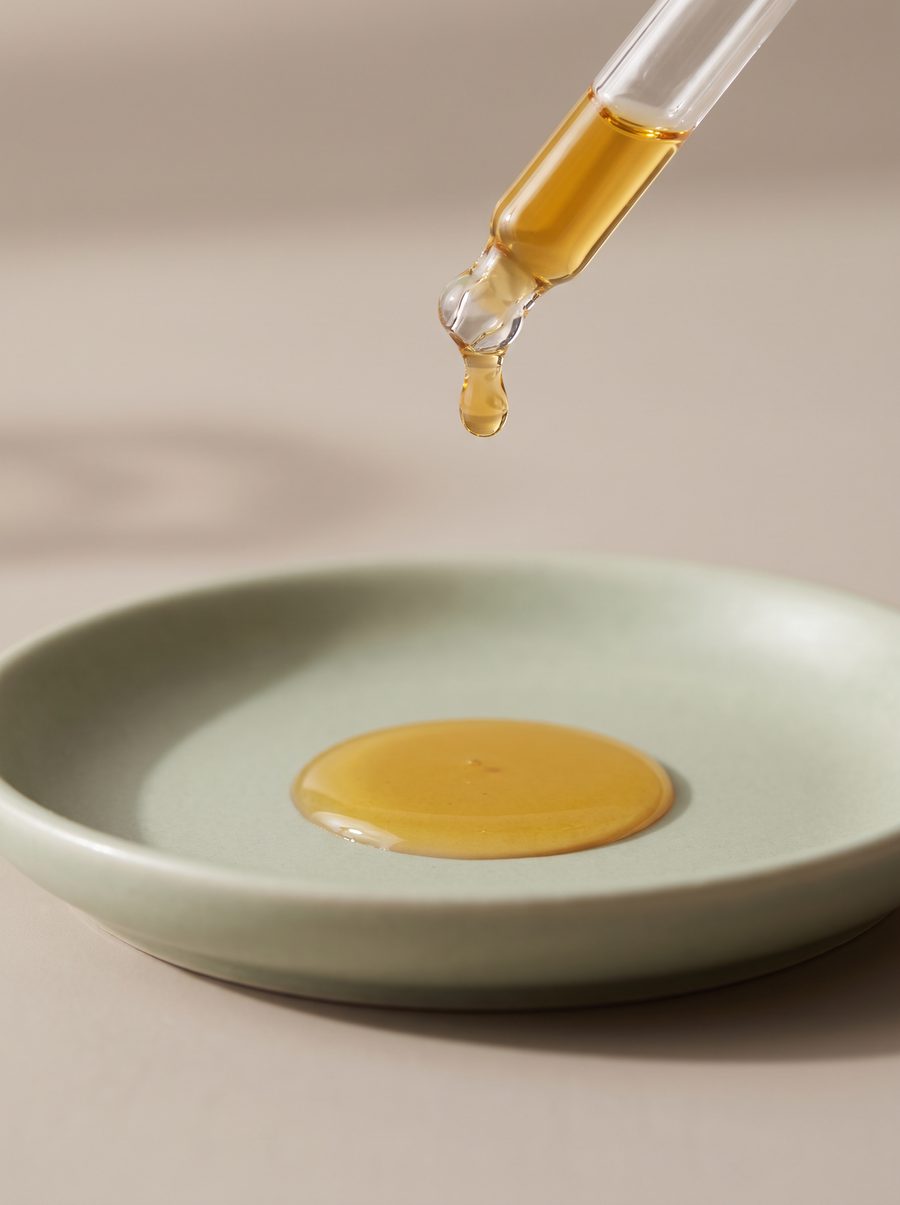 A serum droplet falling from a pipette